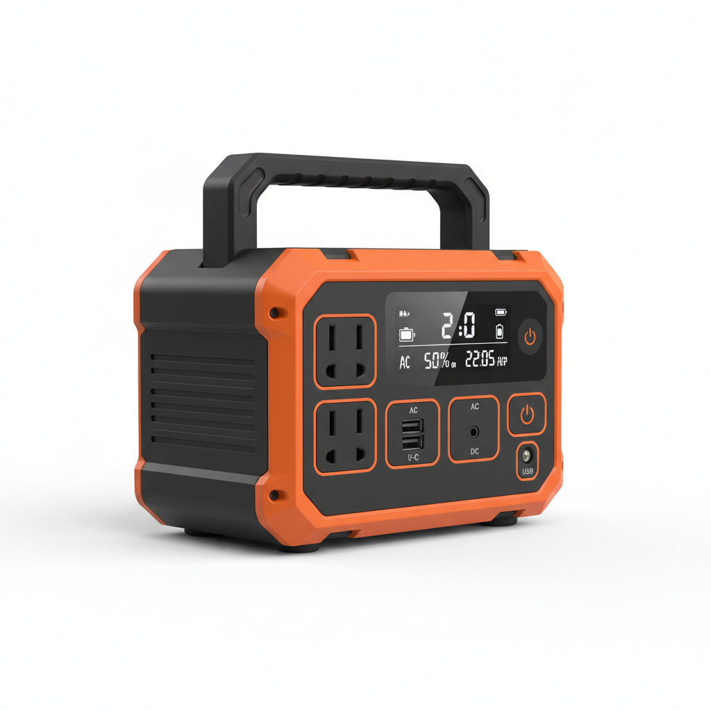 Jackery Explorer 300 Plus orange and black portable power station on white background